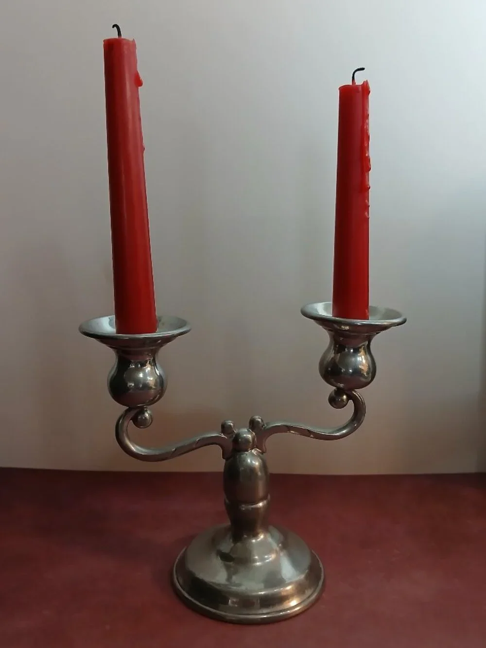 Vintage Kirk Stieff Pewter Candelabra-Double Arm